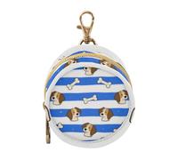 Blue White Striped Dog Bone Baby Boy Pacifier Case with Zipper and Clip Coin Purse Wallet, Baby Items Container Box