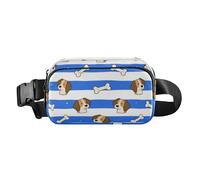 Blue White Striped Dog Bone Fashionable Crossbody Bag Waist Packs for Men Women Large Capacity Crossbody Passport Bag with Adjustable Strap for Travel Running Hiking