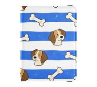 Blue White Striped Dog Bone Leather passport holder for travel family for travel Wallet Combo Document Organizer Holder Accessories for men Ultra Slim, Blue white striped dog bone, One Size
