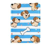 Blue White Striped Dog Bone Leather waterproof passport holder for travel Travel Documents Organizer Protector Passport Holder for men Ultra Slim, Blue white striped dog bone, One Size