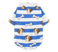 Blue White Striped Dog Bone Summer Dog Polo Shirt Button Up Soft, Lightweight, and Breathable Short Sleeve Pet T-Shirt Puppy Sweatshirt Perfect for Everyday Wear, and Photoshoots