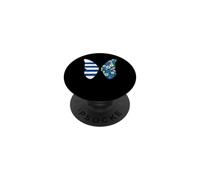 Blue White Striped Floral Butterfly Art PopSockets Adhesive PopGrip