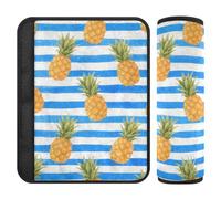 Blue White Striped Fruit Pineapple 2 Pack carseat Strap Pads More Comfort Driving for Truck funda para cinturón de carro