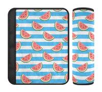 Blue White Striped Fruit Watermelon 2 Pack car seat Strap Covers More Comfort Driving for Auto forro para cinturon de seguridad