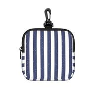 Blue White Striped Pattern, Square Zipper Storage Bag, Neoprene Coin Purse, Small Wallets, Change Pouch, Change Purse