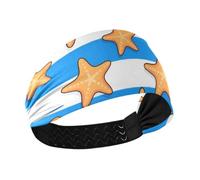 Blue White Striped Sea Star no slip thick headbands Stretchy hair for Cycling Gym tennis bandas para el cabello de mujer