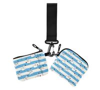 Blue White Striped Seagull Dual Coin Purse Credit Card Holder Wallet Mini Fashion Card Organizer Purse with Wristlet Strap for Ladies 2 Pcs, Blue white striped seagull, One Size, Casual