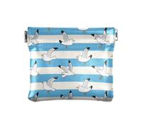 Blue White Striped Seagull Women PU Leather Coin Purse Portable Change Wallet for Girls Ladies Handbag