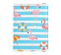 Blue White Striped Summer Flamingo Leather passport holder for travel for travel Wallet Combo Passport Holder Case for men Ultra Slim, Blue white striped summer Flamingo, One Size