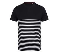 Blue & White Striped Tee Shirt Front Row Breton Short Sleeve Crew Neck T-Shirt