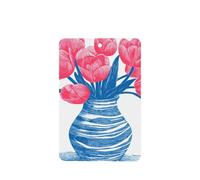 Blue White Striped Vase With Pink Tulips Car Air Fresheners 4 Pcs Hanging Scented Cards Fragrance Scented Cards For Car Aromatherapy Tablets