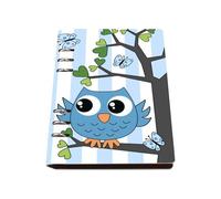 Blue White Stripes and Cute Owl Notebook A5, Pu Leather Notebooks, Lined Paper School Notebook 180Pages/90Sheets, Exercise Book for Work, Work Book for Women, Study Essentials Journal Diary