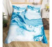 (Blue White, Super King(No Comforter)) Homewish Light Purple Marble Bedding Set Gold Abstract Fluid Marbling Duvet Cover For Men Women Bronzing Sequins Marble Grain Double Comforter Cover F