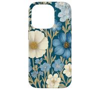 Blue, White Wildflower Bouquet Rustic Botanical Spring Case for iPhone 14 Pro