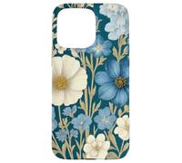 Blue, White Wildflower Bouquet Rustic Botanical Spring Case for iPhone 15 Pro Max