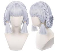 Blue White with Braid Short Heat Resistant Synthetic Hairs for Adult Women Men Comic Con Halloween Cos Party
