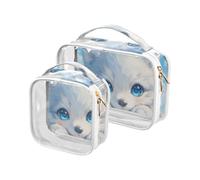 Blue White Wolf Baby Makeup Bags for Women TSA Approved Transparent Makeup Organizer Bag Shaving Essentials