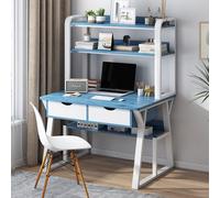Hygrad Built to Survive Wooden Free Standing Study Table Desk With Shelves & Drawers For Kids Children Girls Home (Blue/White) in Blue Hygrad Built to Survive Blue