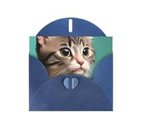 Blue WHJSHOP A curious cat Prints Greeting Card - High-End Pearlescent Paper Double Sided Pearl Effect Love Buckle Pearl Paper Envelope