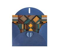Blue WHJSHOP African Style Patchwork Prints Greeting Card - High-End Pearlescent Paper Double Sided Pearl Effect Love Buckle Pearl Paper Envelope