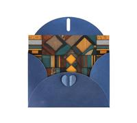 Blue WHJSHOP African Style Patchwork Prints Greeting Card - High-End Pearlescent Paper with Double-Sided Pearl Effect