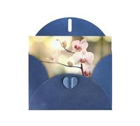 Blue WHJSHOP An orchid. Prints Greeting Card - High-End Pearlescent Paper Double Sided Pearl Effect Love Buckle Pearl Paper Envelope