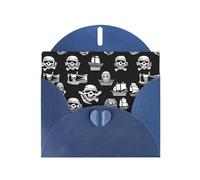 Blue WHJSHOP Black And White Pirates Prints Greeting Card - High-End Pearlescent Paper Double Sided Pearl Effect Love Buckle Pearl Paper Envelope