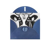Blue WHJSHOP Black White cow Prints Greeting Card - High-End Pearlescent Paper with Double-Sided Pearl Effect