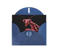 Blue WHJSHOP Blade Red Praying Mantis Prints Greeting Card - High-End Pearlescent Paper Double Sided Pearl Effect Love Buckle Pearl Paper Envelope