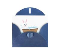 Blue WHJSHOP Bunny taking a bath Prints Greeting Card - High-End Pearlescent Paper Double Sided Pearl Effect Love Buckle Pearl Paper Envelope