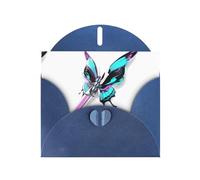 Blue WHJSHOP Butterfly pierced by a sword Prints Greeting Card - High-End Pearlescent Paper Double Sided Pearl Effect Love Buckle Pearl Paper Envelope
