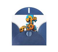 Blue WHJSHOP Cars and graffiti collide Prints Greeting Card - High-End Pearlescent Paper Double Sided Pearl Effect Love Buckle Pearl Paper Envelope