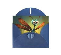 Blue WHJSHOP cartoon dragonfly Prints Greeting Card - High-End Pearlescent Paper Double Sided Pearl Effect Love Buckle Pearl Paper Envelope