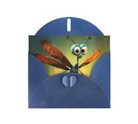 Blue WHJSHOP cartoon dragonfly Prints Greeting Card - High-End Pearlescent Paper with Double-Sided Pearl Effect