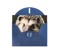 Blue WHJSHOP Cute hedgehog Prints Greeting Card - High-End Pearlescent Paper Double Sided Pearl Effect Love Buckle Pearl Paper Envelope