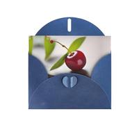 Blue WHJSHOP Cute little Cherry Prints Greeting Card - High-End Pearlescent Paper Double Sided Pearl Effect Love Buckle Pearl Paper Envelope