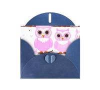 Blue WHJSHOP Cute owl Prints Greeting Card - High-End Pearlescent Paper Double Sided Pearl Effect Love Buckle Pearl Paper Envelope