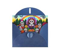 Blue WHJSHOP Day of The Dead Prints Greeting Card - High-End Pearlescent Paper Double Sided Pearl Effect Love Buckle Pearl Paper Envelope