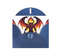 Blue WHJSHOP Demon in hell flames Prints Greeting Card - High-End Pearlescent Paper Double Sided Pearl Effect Love Buckle Pearl Paper Envelope