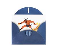 Blue WHJSHOP Devil with fire and smoke Prints Greeting Card - High-End Pearlescent Paper Double Sided Pearl Effect Love Buckle Pearl Paper Envelope