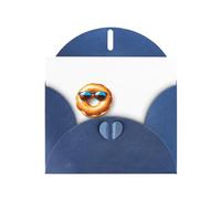 Blue WHJSHOP Donut with sunglasses Prints Greeting Card - High-End Pearlescent Paper Double Sided Pearl Effect Love Buckle Pearl Paper Envelope