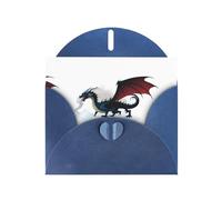 Blue WHJSHOP Dragon surrounded by smoke Prints Greeting Card - High-End Pearlescent Paper Double Sided Pearl Effect Love Buckle Pearl Paper Envelope