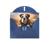 Blue WHJSHOP English-Bulldog Prints Greeting Card - High-End Pearlescent Paper Double Sided Pearl Effect Love Buckle Pearl Paper Envelope