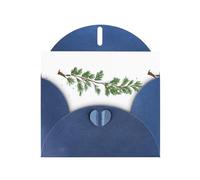 Blue WHJSHOP Falling snow on pine branches Prints Greeting Card - High-End Pearlescent Paper Double Sided Pearl Effect Love Buckle Pearl Paper Envelope