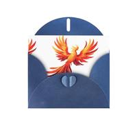 Blue WHJSHOP Fire phoenix flying in the starry sky Prints Greeting Card - High-End Pearlescent Paper Double Sided Pearl Effect Love Buckle Pearl Paper Envelope