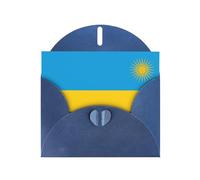 Blue WHJSHOP Flag of Rwanda Prints Greeting Card - High-End Pearlescent Paper Double Sided Pearl Effect Love Buckle Pearl Paper Envelope