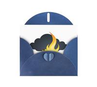 Blue WHJSHOP Flame under the dark clouds Prints Greeting Card - High-End Pearlescent Paper Double Sided Pearl Effect Love Buckle Pearl Paper Envelope