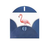Blue WHJSHOP Flamingo gently touching the water Prints Greeting Card - High-End Pearlescent Paper Double Sided Pearl Effect Love Buckle Pearl Paper Envelope