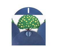 Blue WHJSHOP Flower bicycle under the tree Prints Greeting Card - High-End Pearlescent Paper Double Sided Pearl Effect Love Buckle Pearl Paper Envelope
