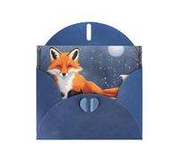 Blue WHJSHOP fox snow Prints Greeting Card - High-End Pearlescent Paper Double Sided Pearl Effect Love Buckle Pearl Paper Envelope